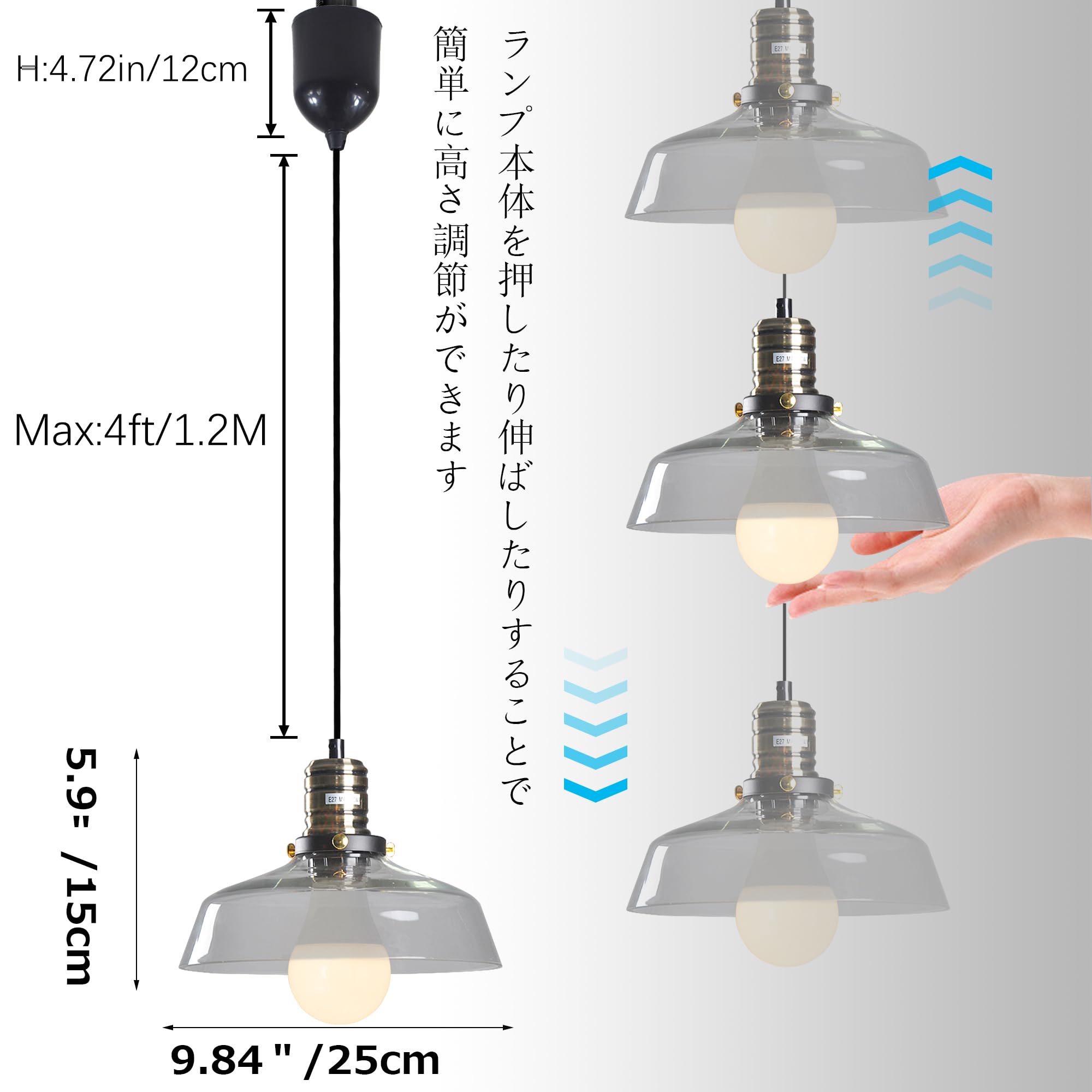 クリアガラス 2灯 ペンダントランプ Amazon.co.jp: SKIVTGLAMP ガラス クリア ランプシェード コード収納